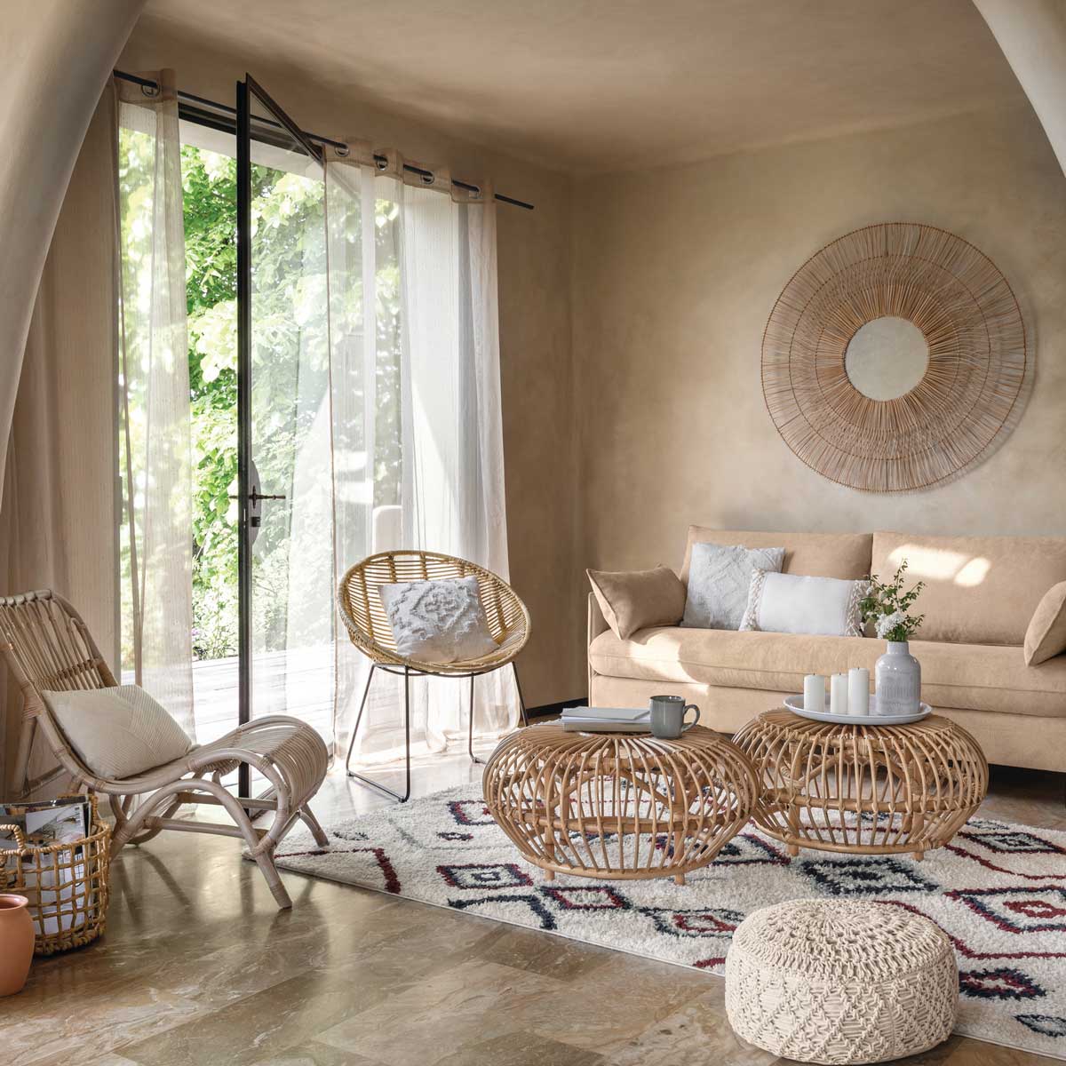 Espejo De Pared Caravane Beige 110Cm