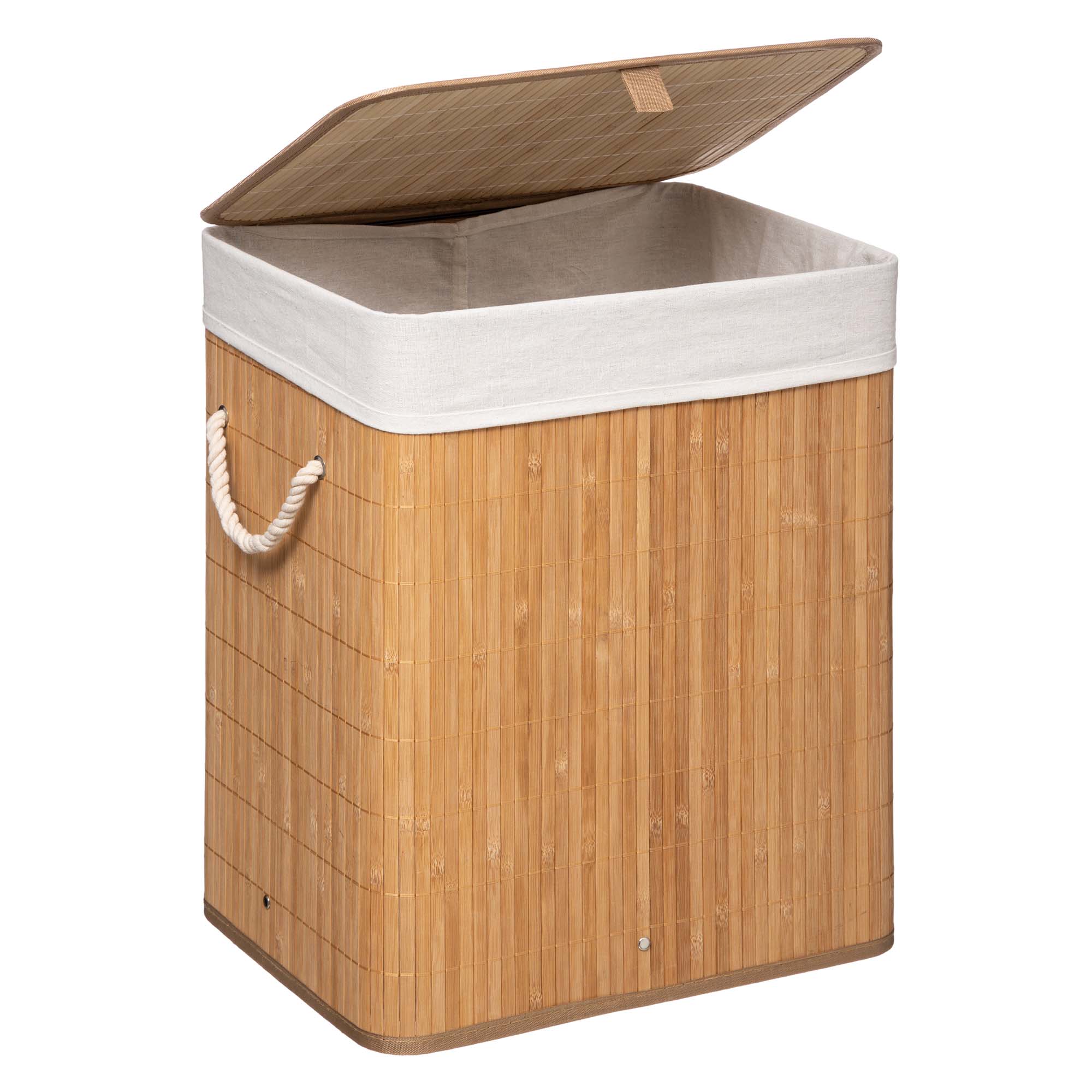 Cesto De Roupa WC Em Bambu Com Tecido