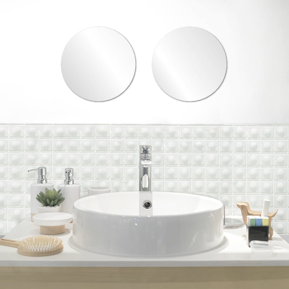 Conjunto De 2 Espelhos Adesivos Redondos