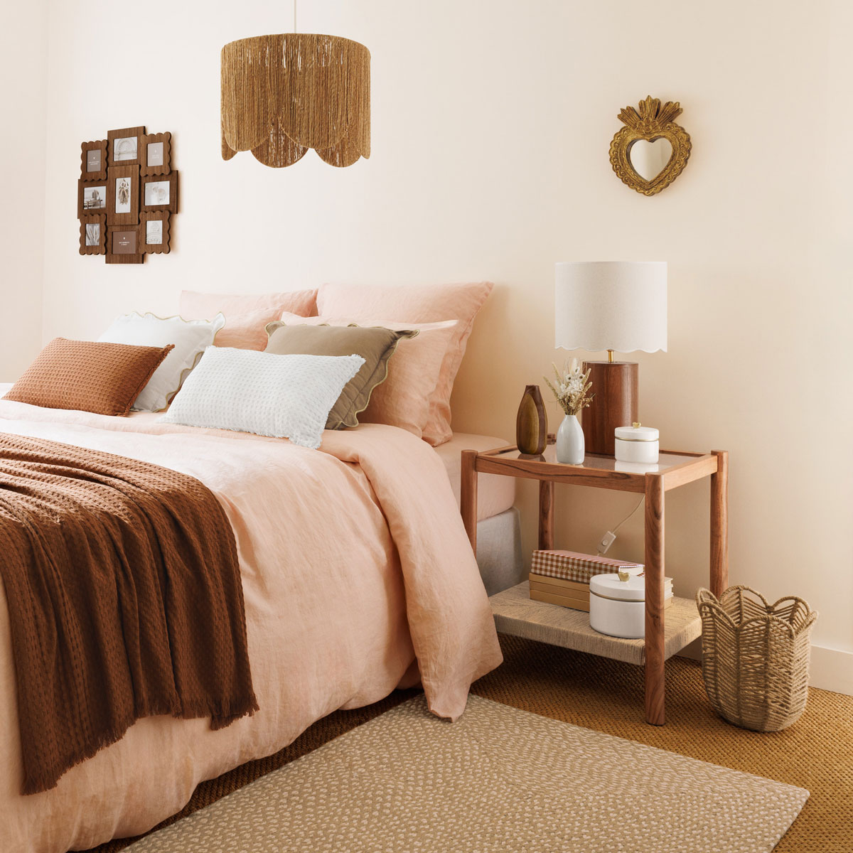 L&aacute;mpara De Techo Janice Beige De Yute 38cm