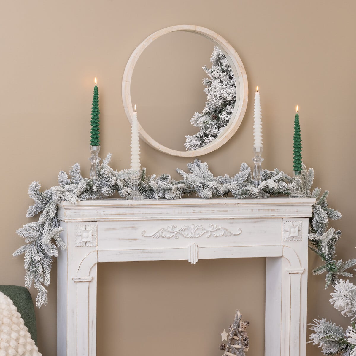 Set de 2 velas &aacute;rbol de Navidad verdes 25cm 