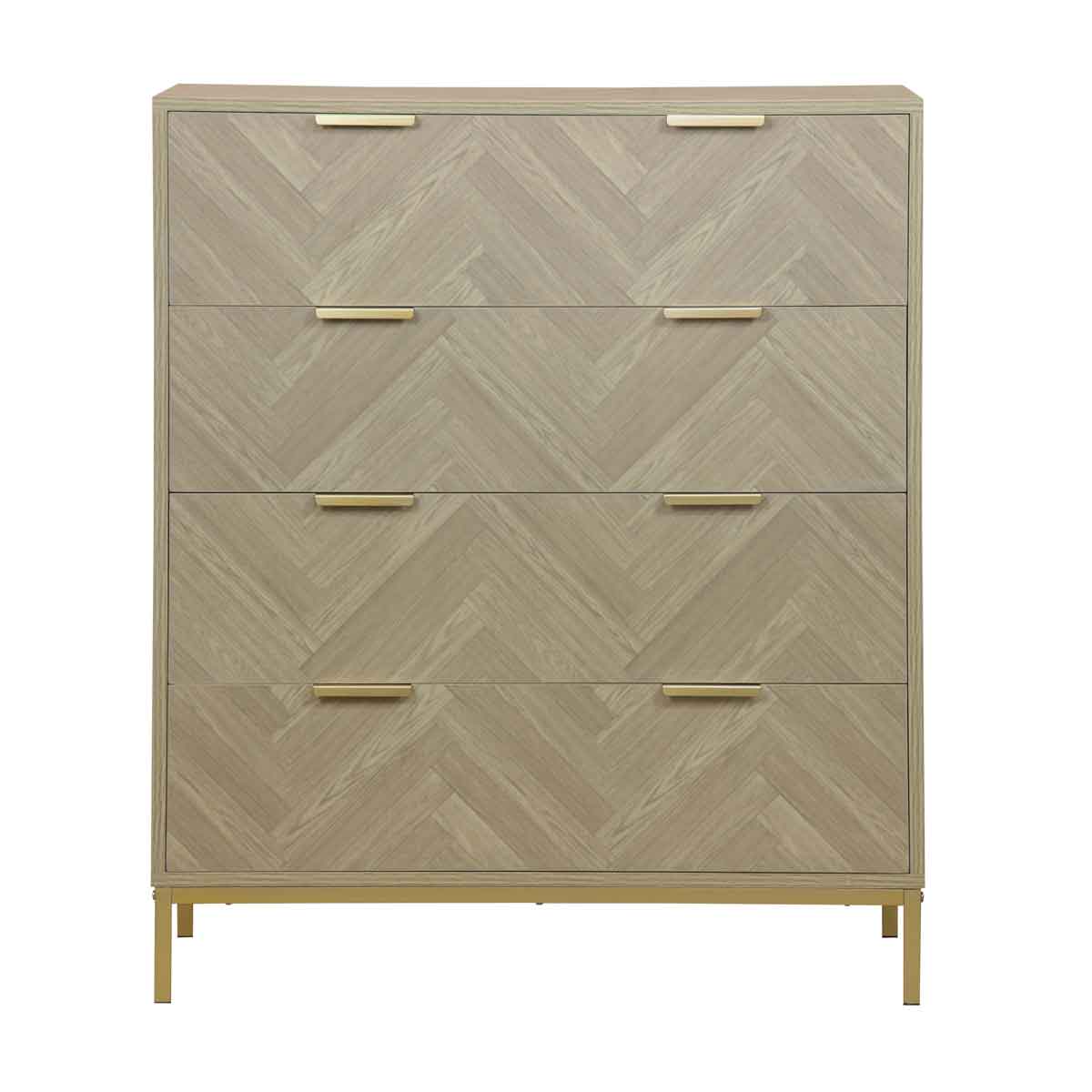 Cómoda CHEVRON beige con 4 cajones