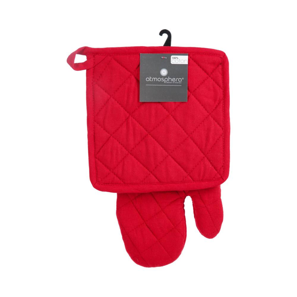 Juego Manopla+Agarrador Cocina Rojo 