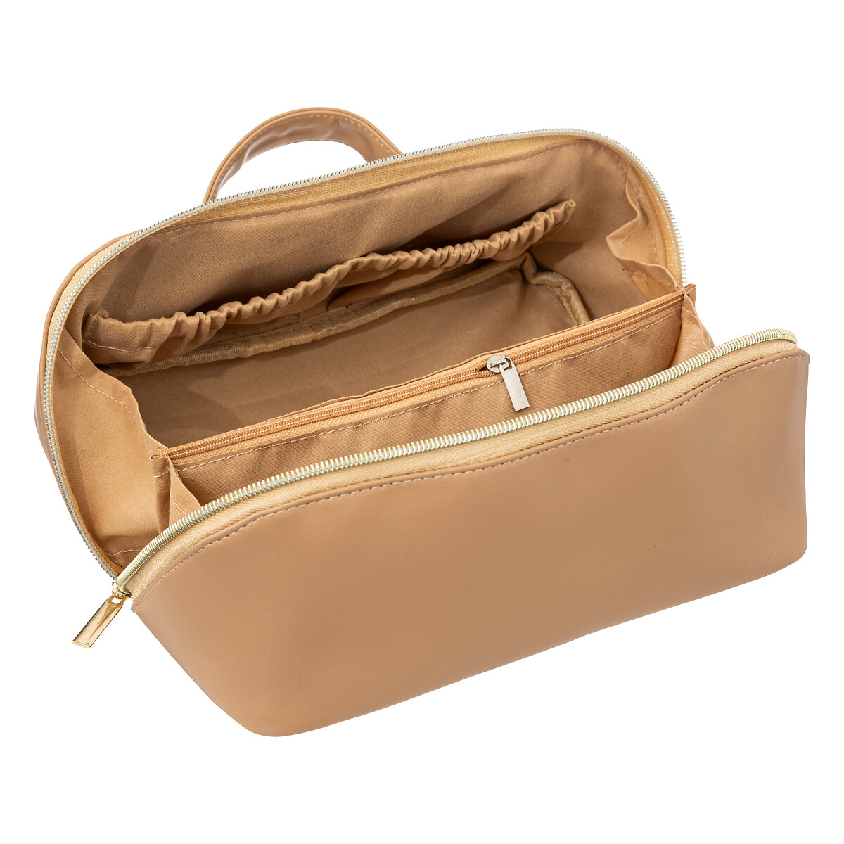 Estuche de aseo beige efecto  piel 