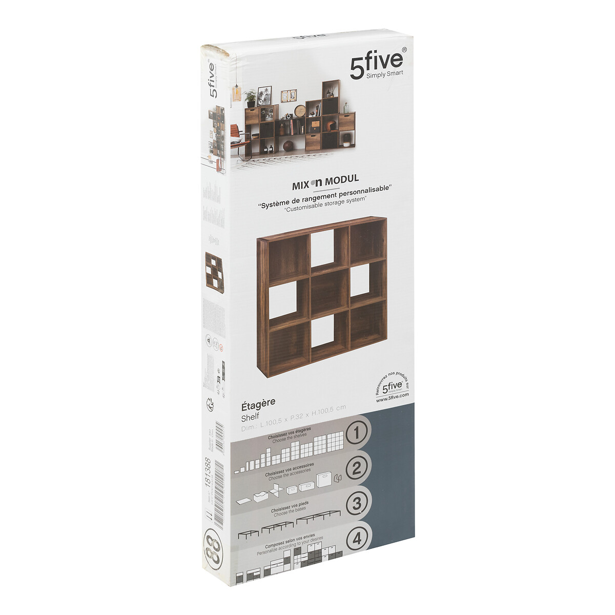 Estantería marrón oscuro con 9 cubos MIXMODUL