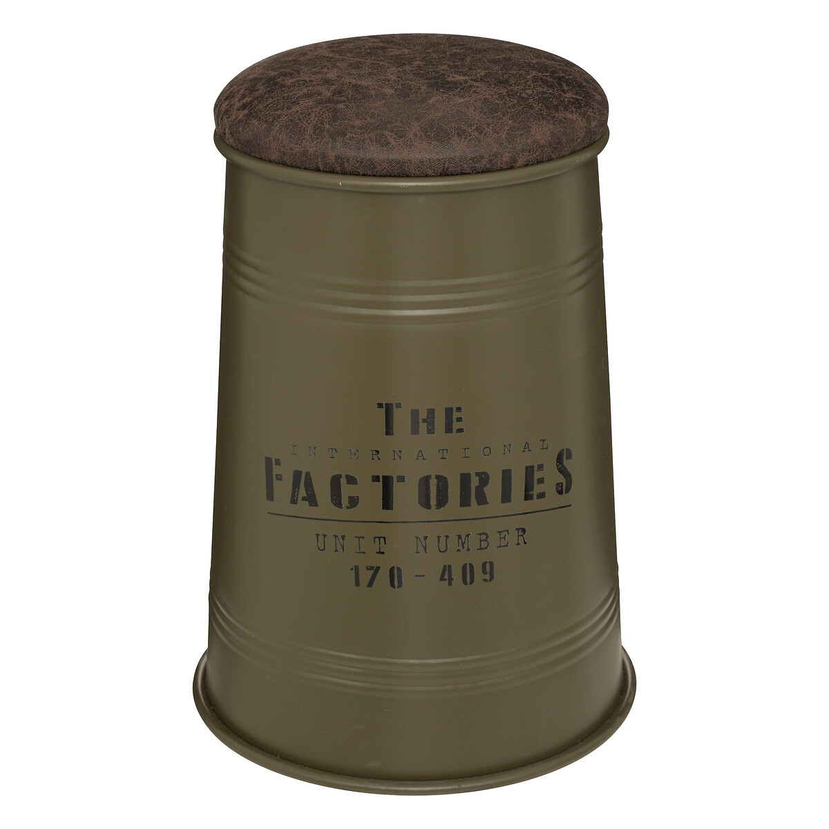 Puf JOÃO Verde Caqui de metal y mdf