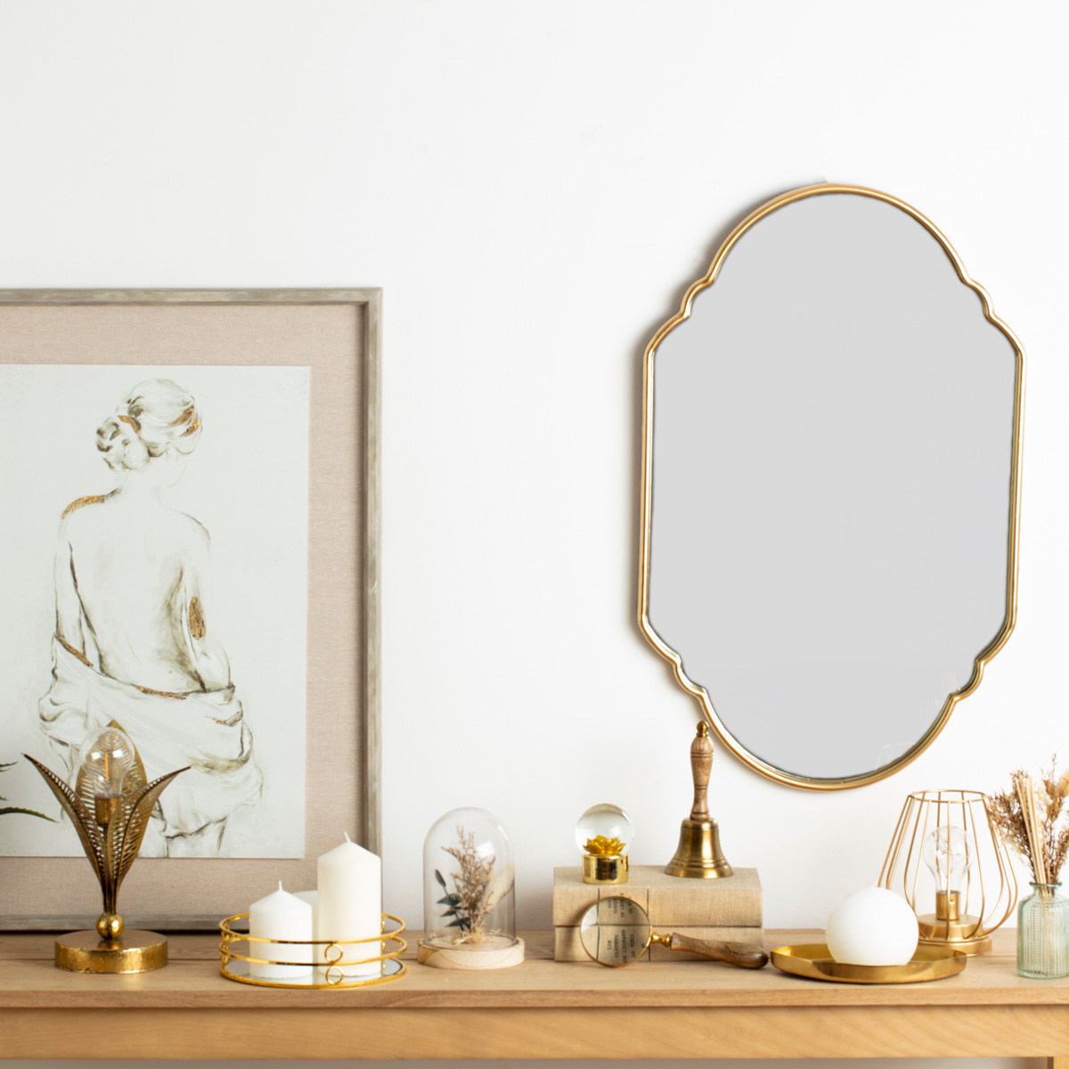 Tabuleiro Espelhado Dourado Em Metal Feel