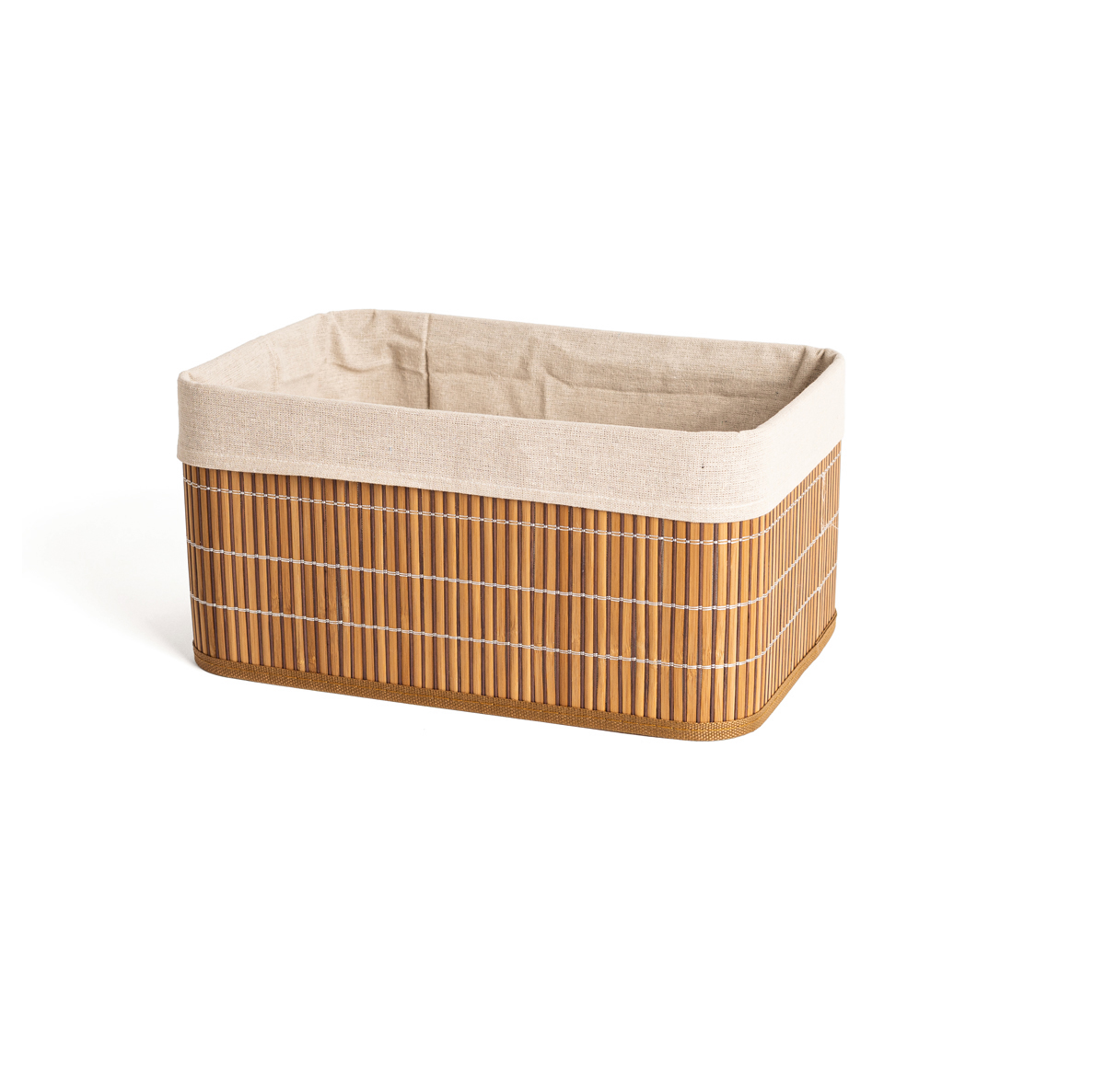 Cesta De Bamb&uacute; Forrada Con Tela