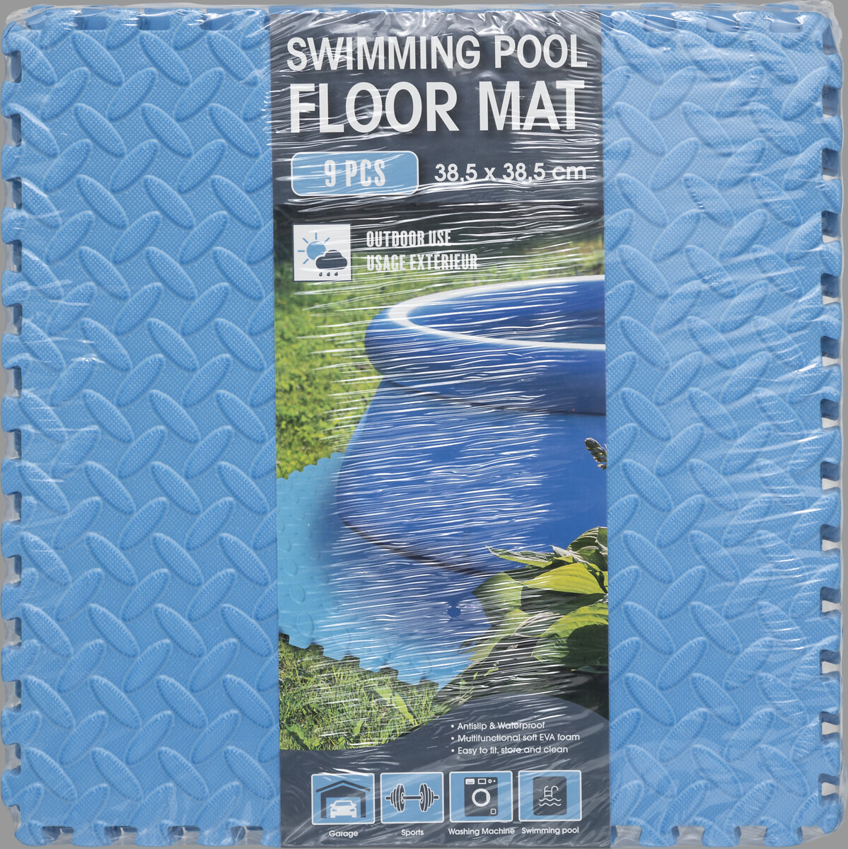 Alfombra de esponja para piscina azul 9 piezas