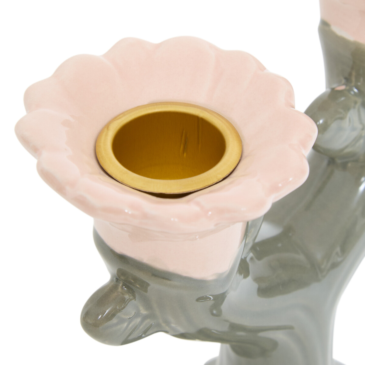 Candelabro con flor de cer&aacute;mica