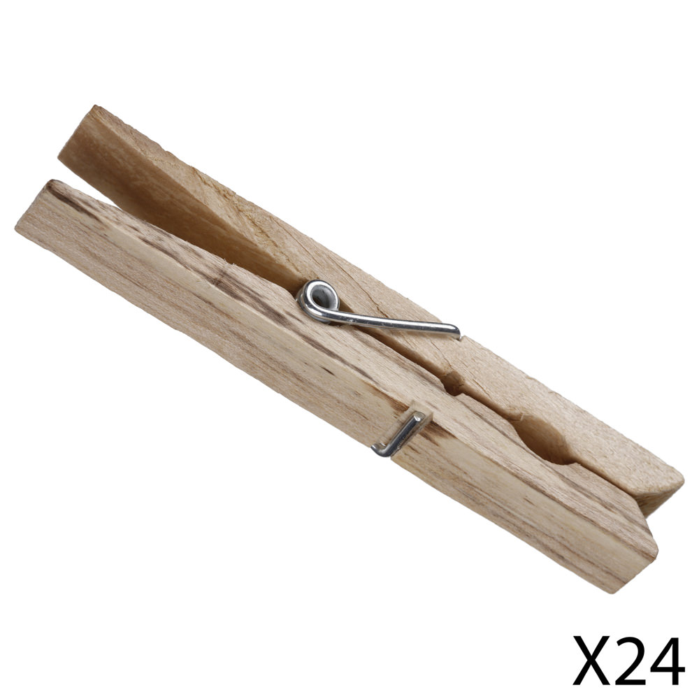 Set 24 Pinzas De Madera Para Ropa 