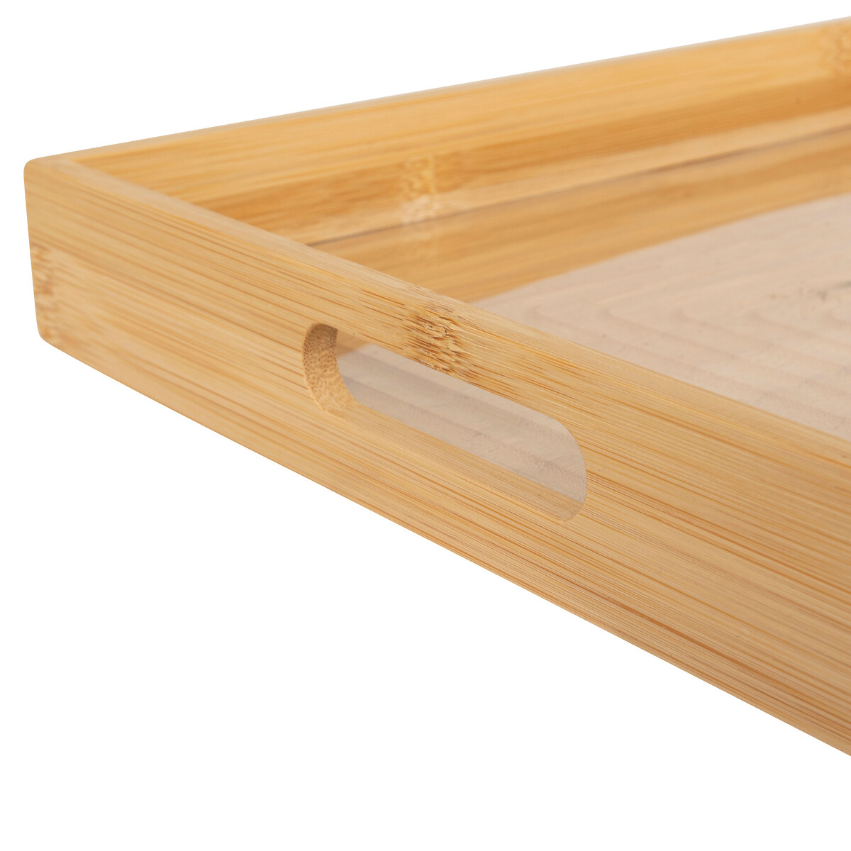 Bandeja rectangular beige de bambú