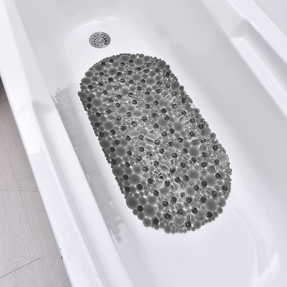 Tapete WC Antiderrapante Bolhas Cinza