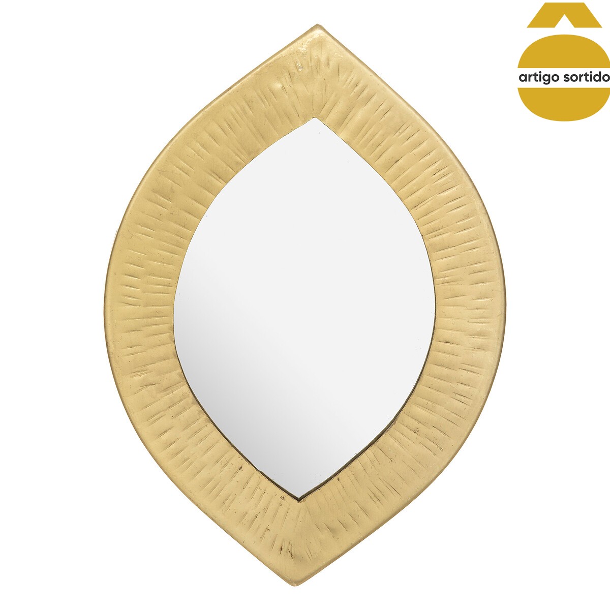 Espelho De Parede Romy Dourado Em Metal Martelado 18cm
