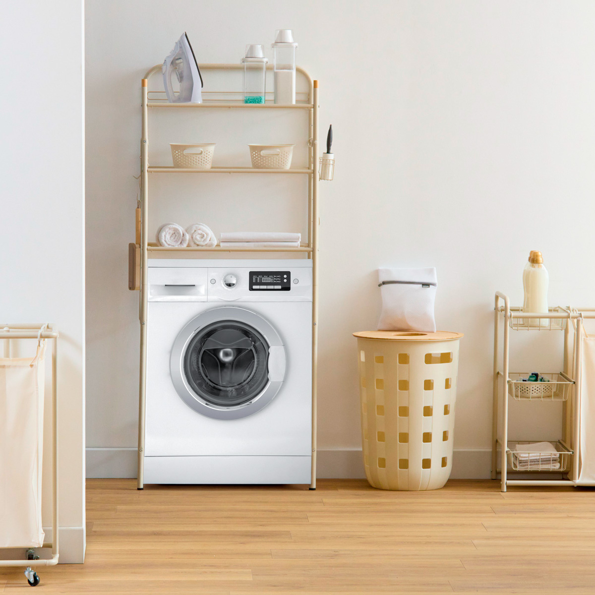 Estante para lavadora beige