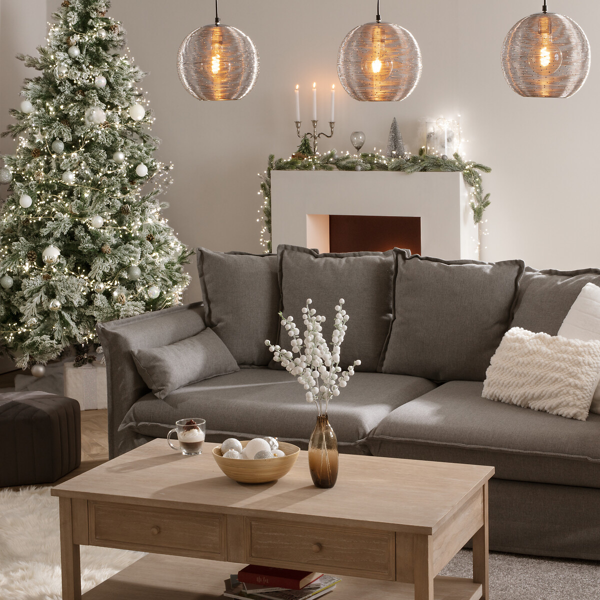 Árvore De Natal Floque Verde Com Efeito Neve 180cm