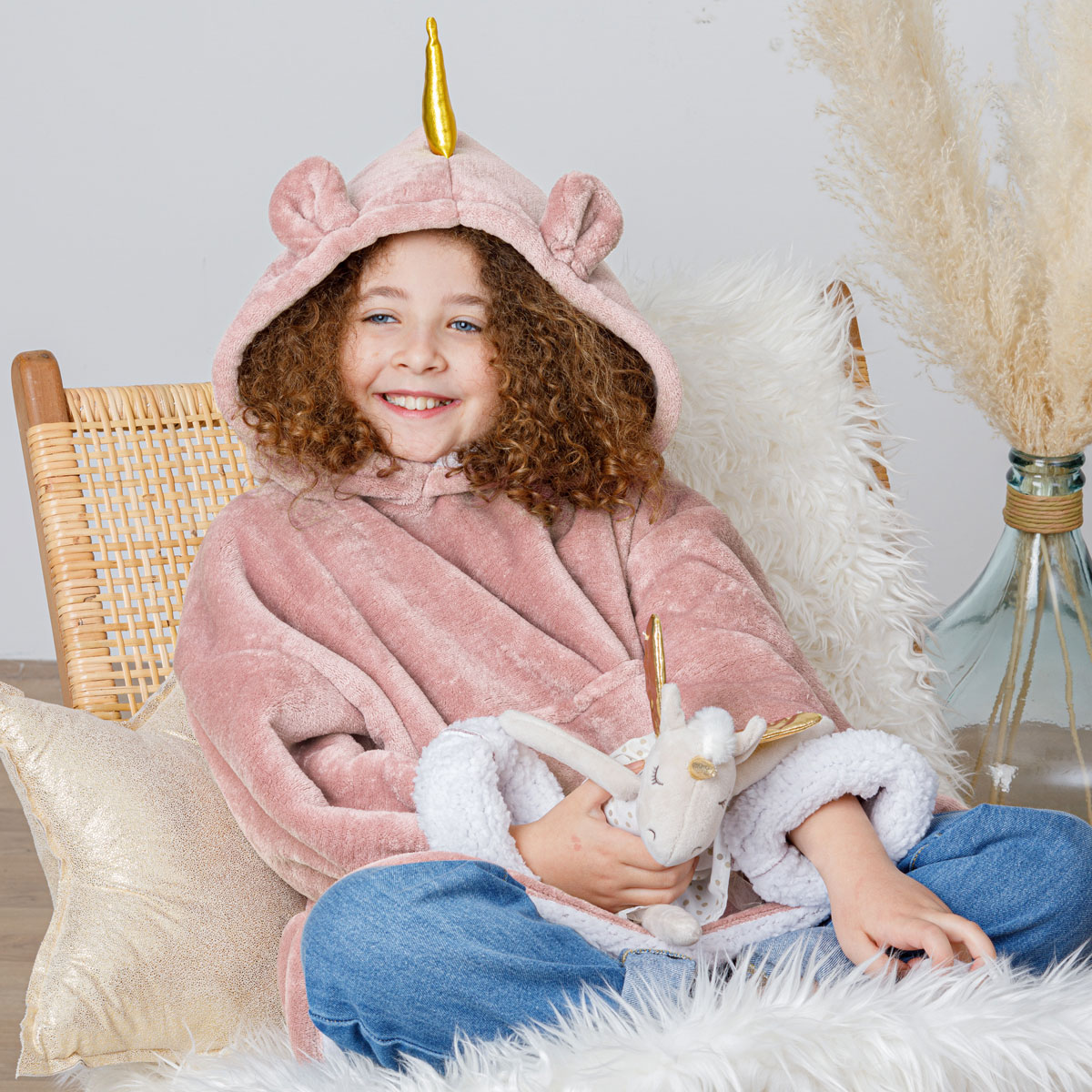 Manta Sudadera Capucha Unicornio 60x95Cm