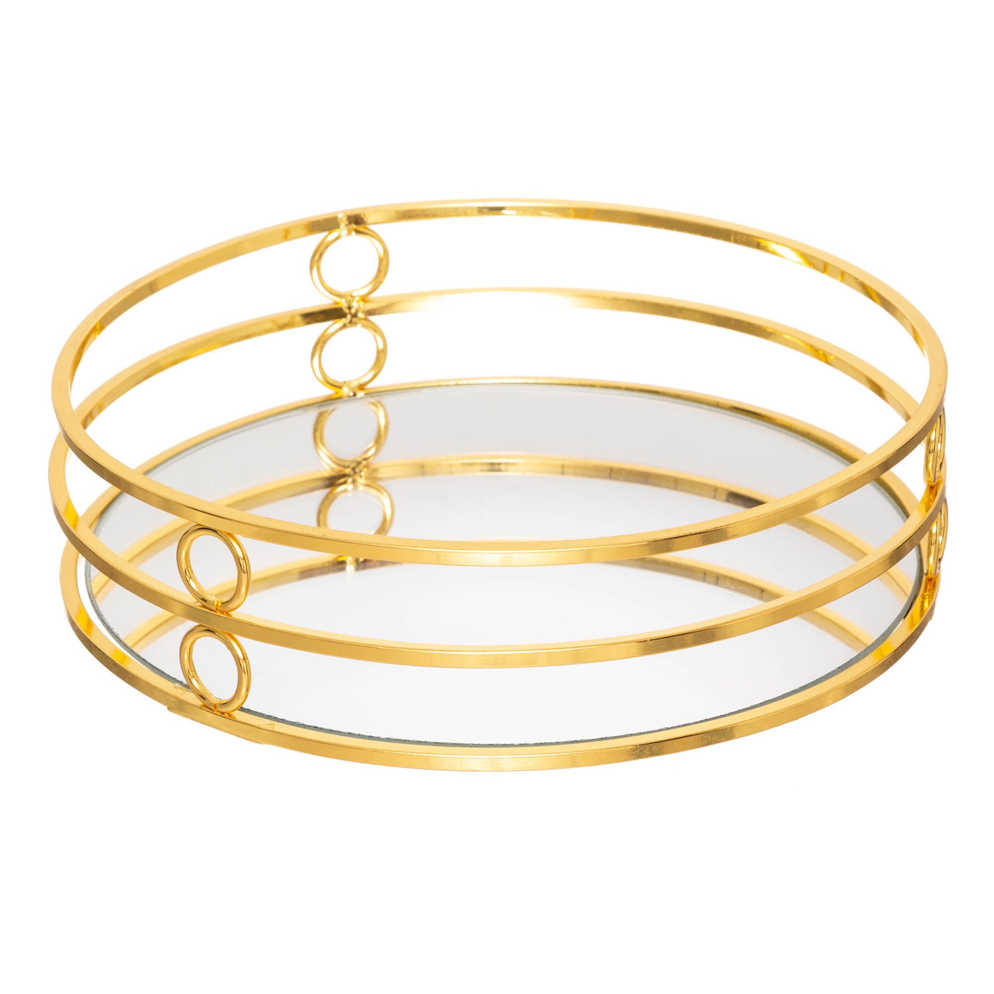 Tabuleiro Espelhado Dourado Em Metal Feel 4X20cm