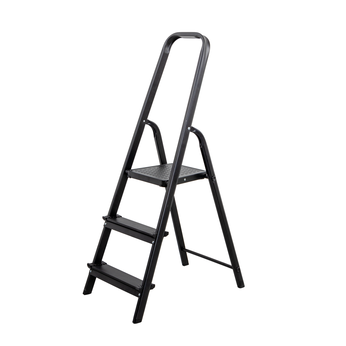 Escalera Negra Con 3 Peldaños De Aluminio 130cm