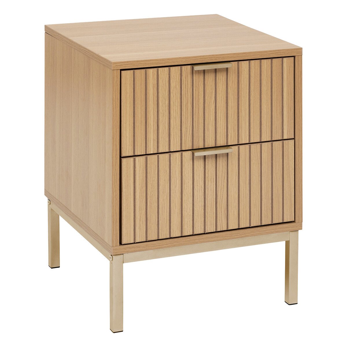 Mesita de noche con 2 cajones de mdf beige TASSO