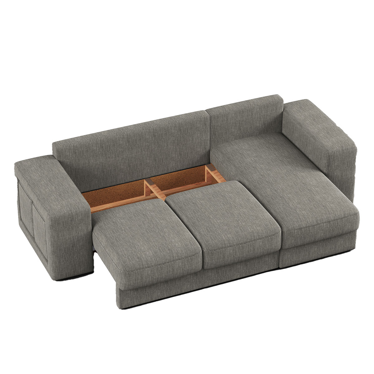 Sof&aacute; cama con chaise longue TRENTO gris