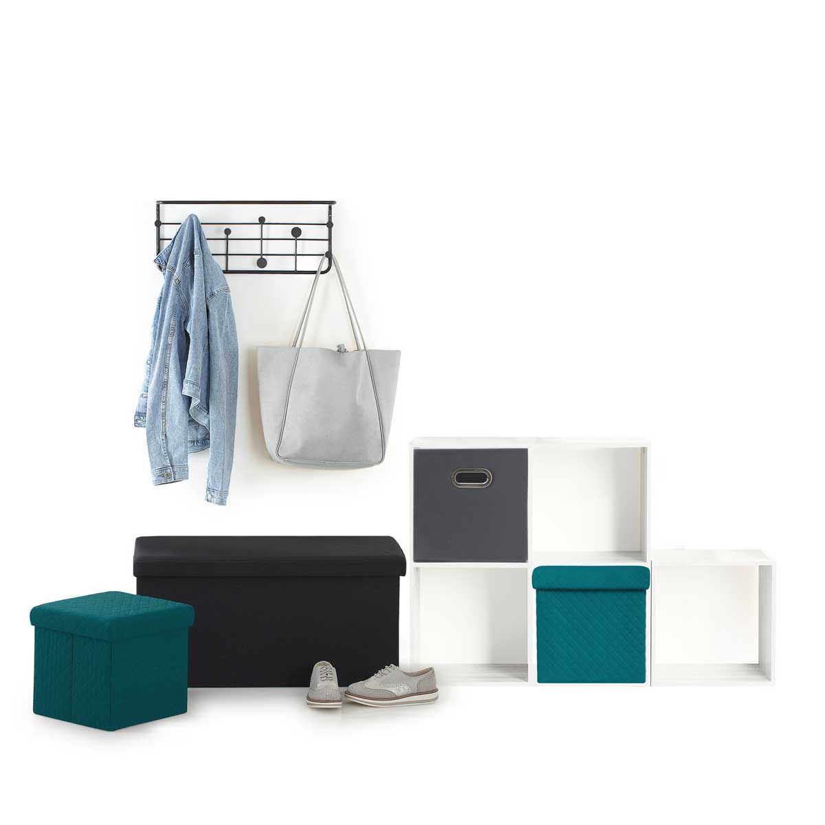 Puf De Almacenaje Terciopelo 31x31Cm 