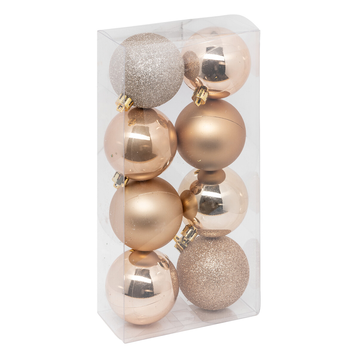 Set 8 bolas de Navidad champ&aacute;n 7cm 
