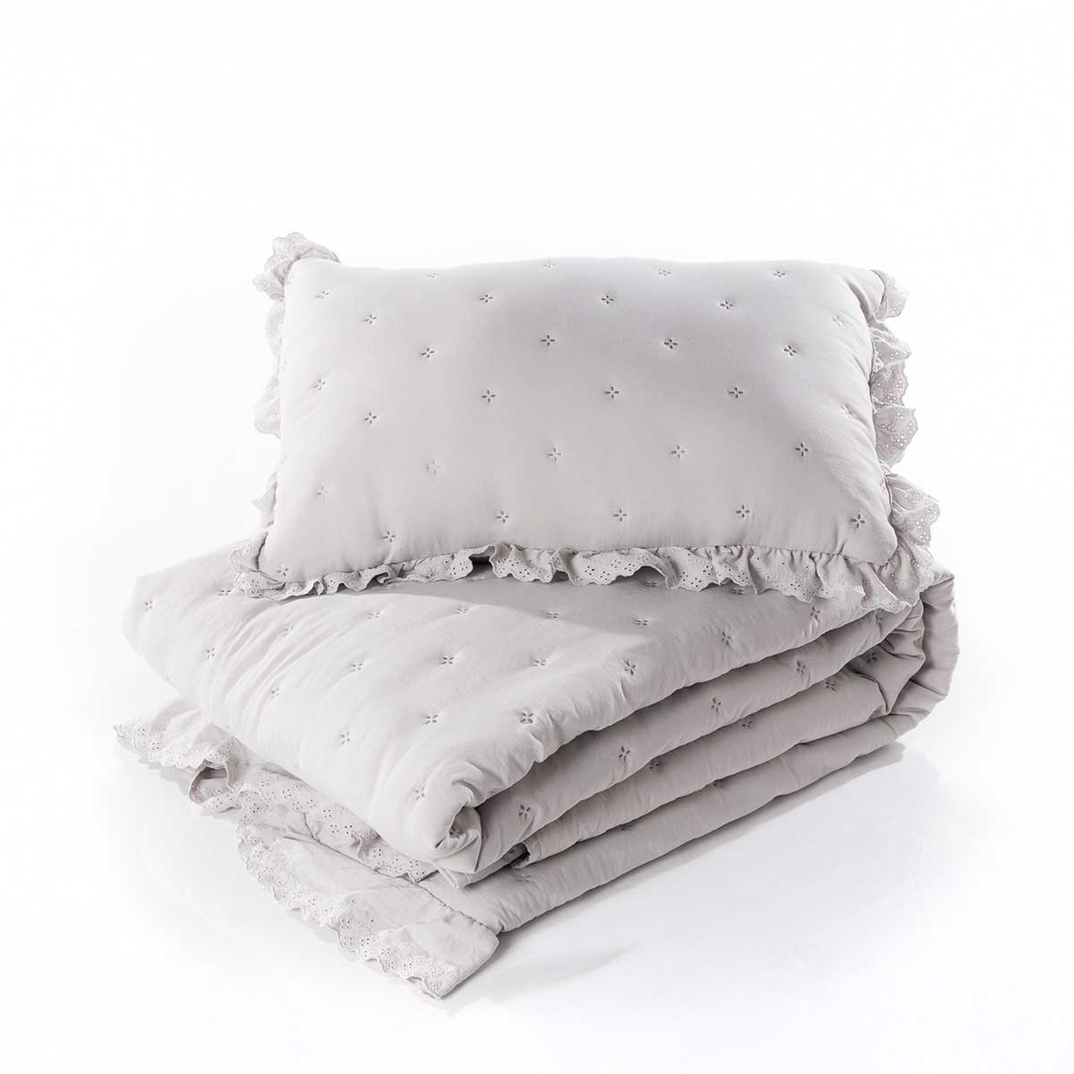 Cojín AMALFI gris con encaje 45x60cm