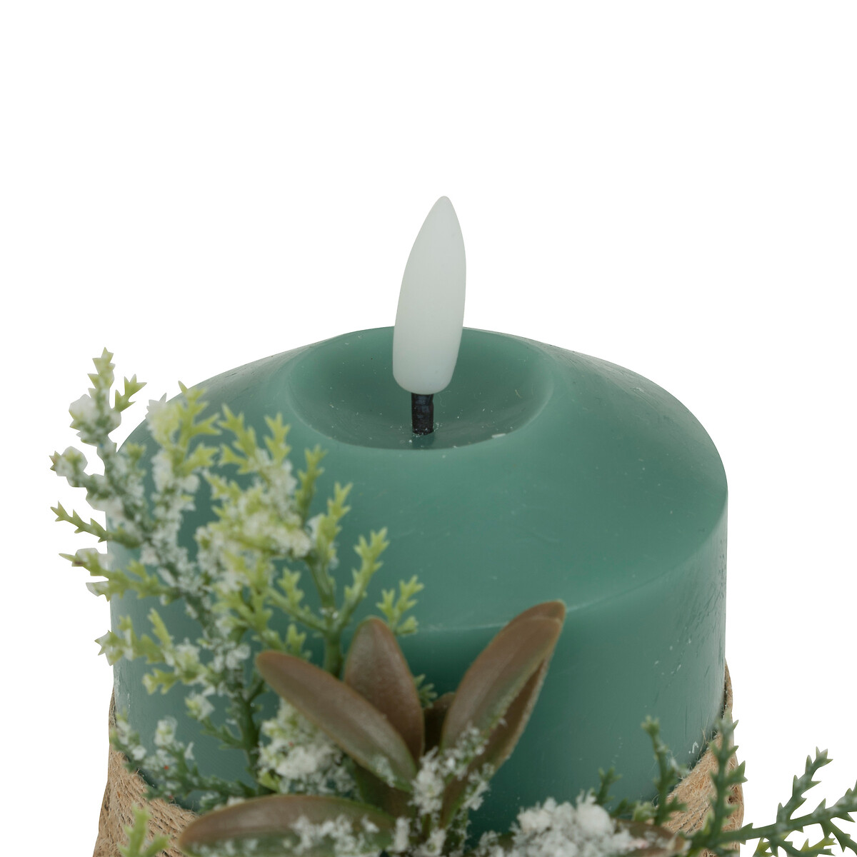 Vela con pi&ntilde;as y bayas verde 12,5cm 