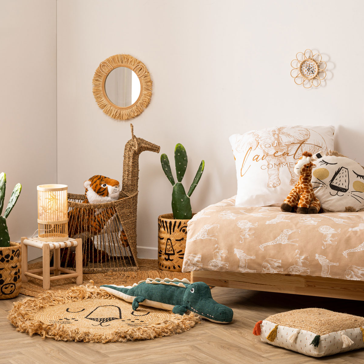 Cesto De Arruma&ccedil;&atilde;o Girafa Bege