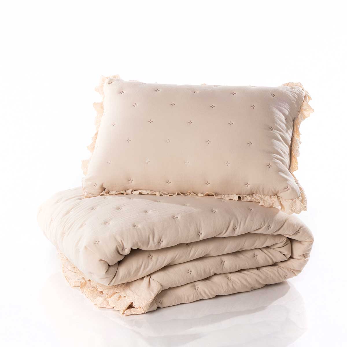 Cojín crudo AMALFI con encaje 45x60cm