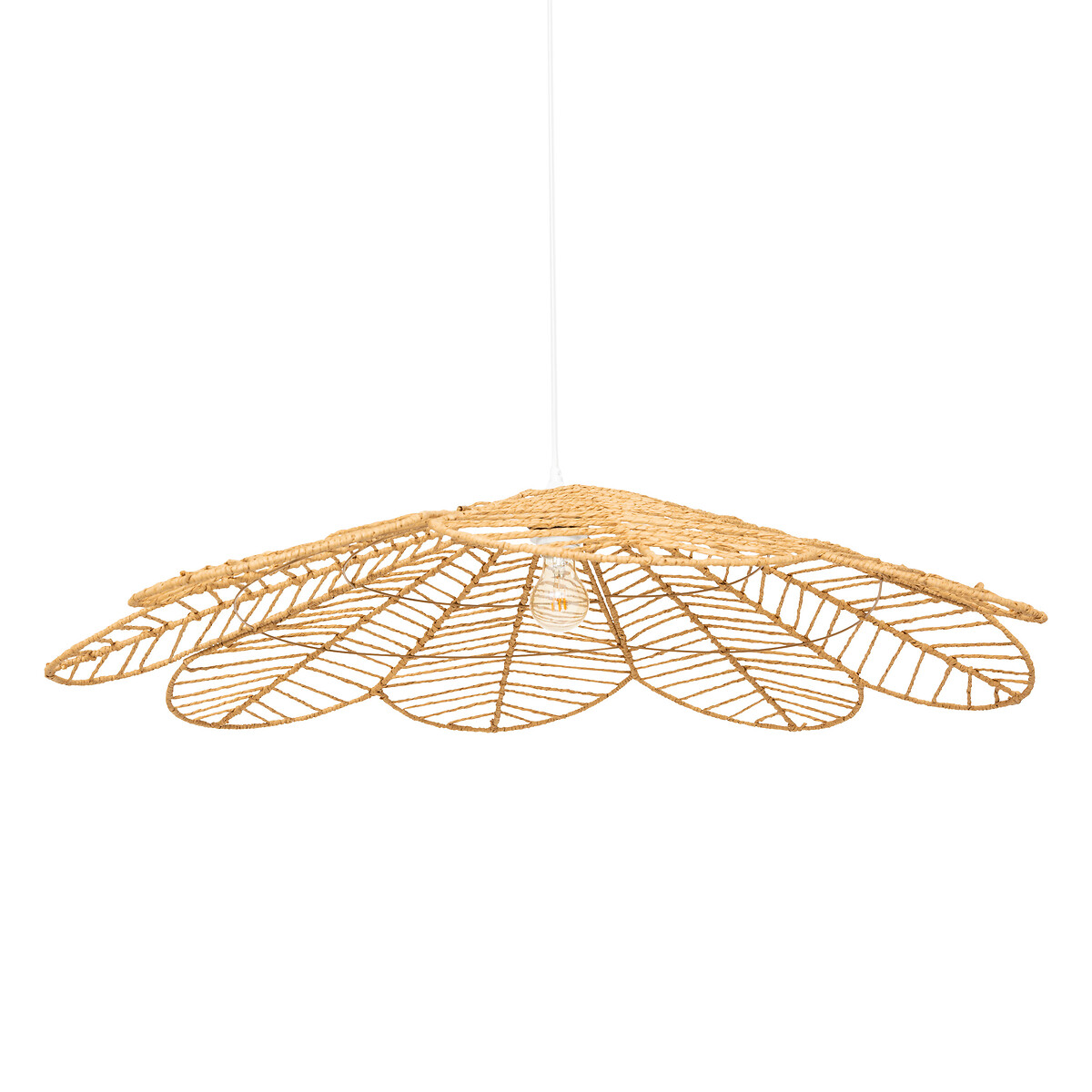 Candeeiro De Teto Folk Bege Em Corda 98cm