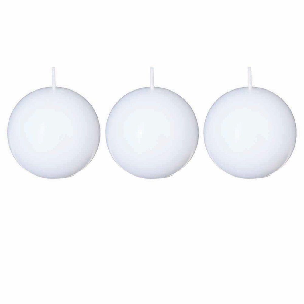 Set De 3 Velas Bolas Blancas 88G 6Cm
