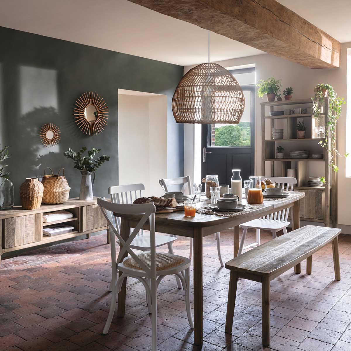 Espejo Decorativo Sol De Ratán 58Cm