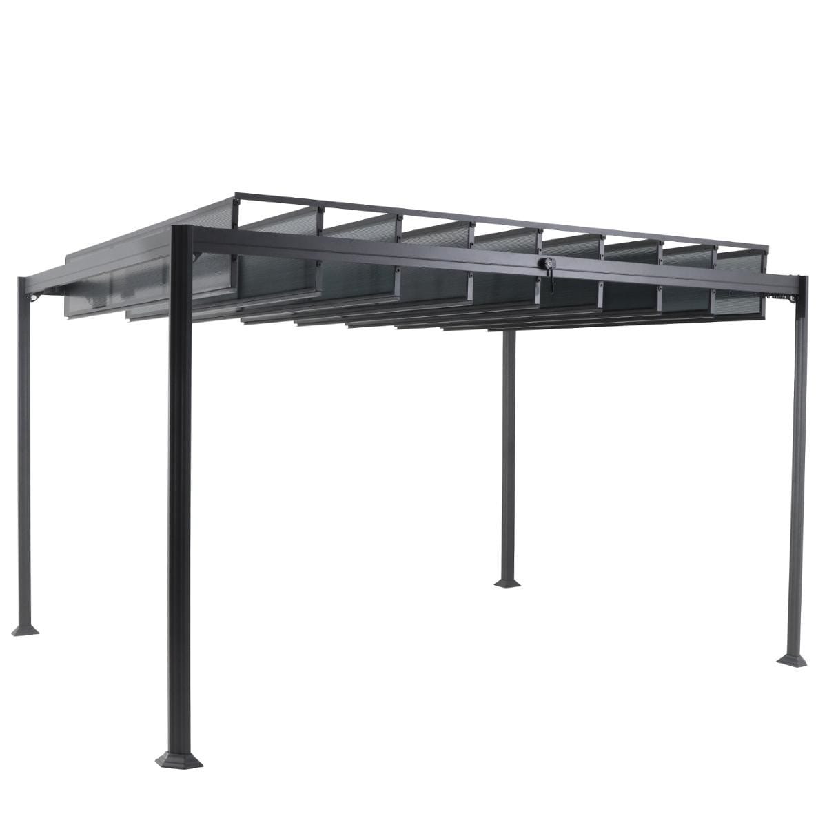 Pérgola BELIZE LATTES gris graphite 3x3,8m