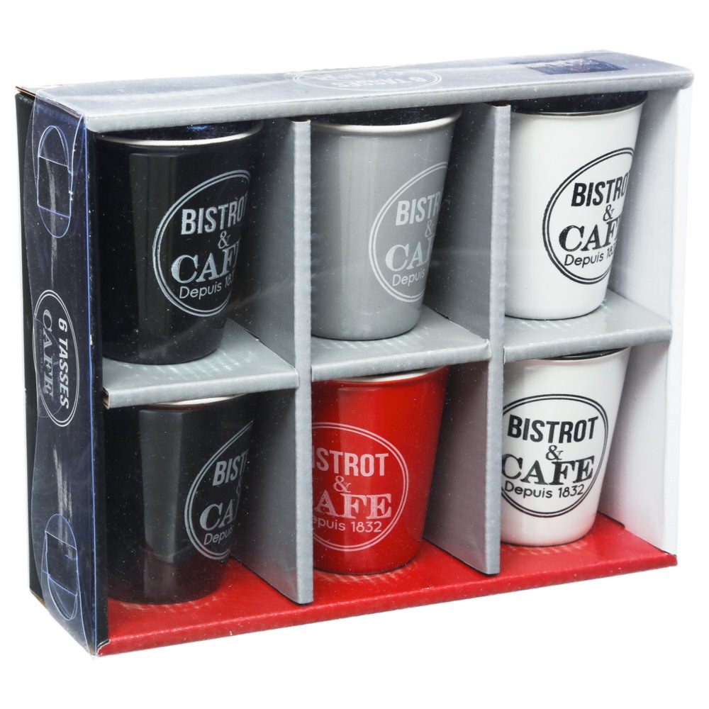 Juego 6 Tazas De Café Sin Asas 10Cl