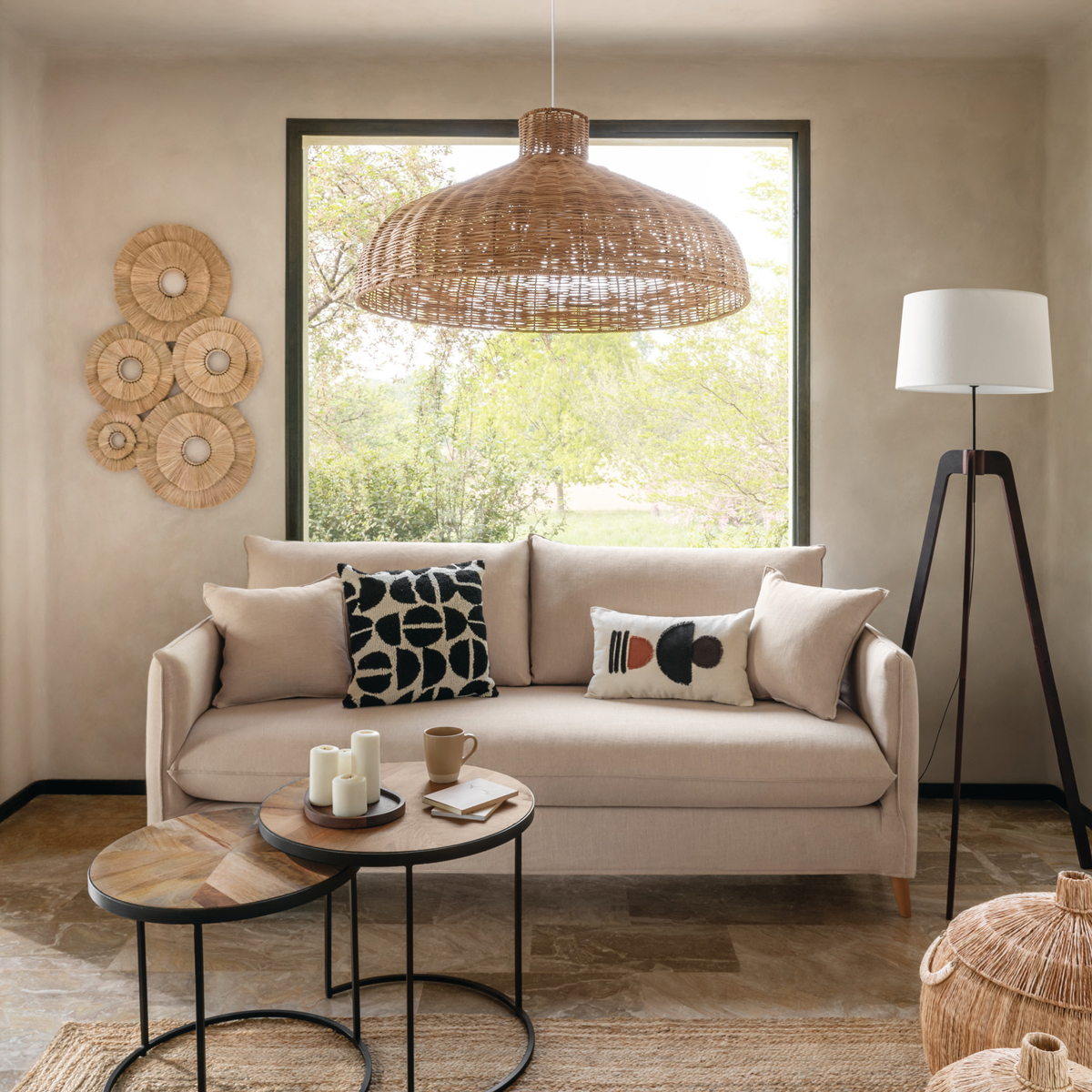 Decoración De Pared De Rafia 91x64Cm