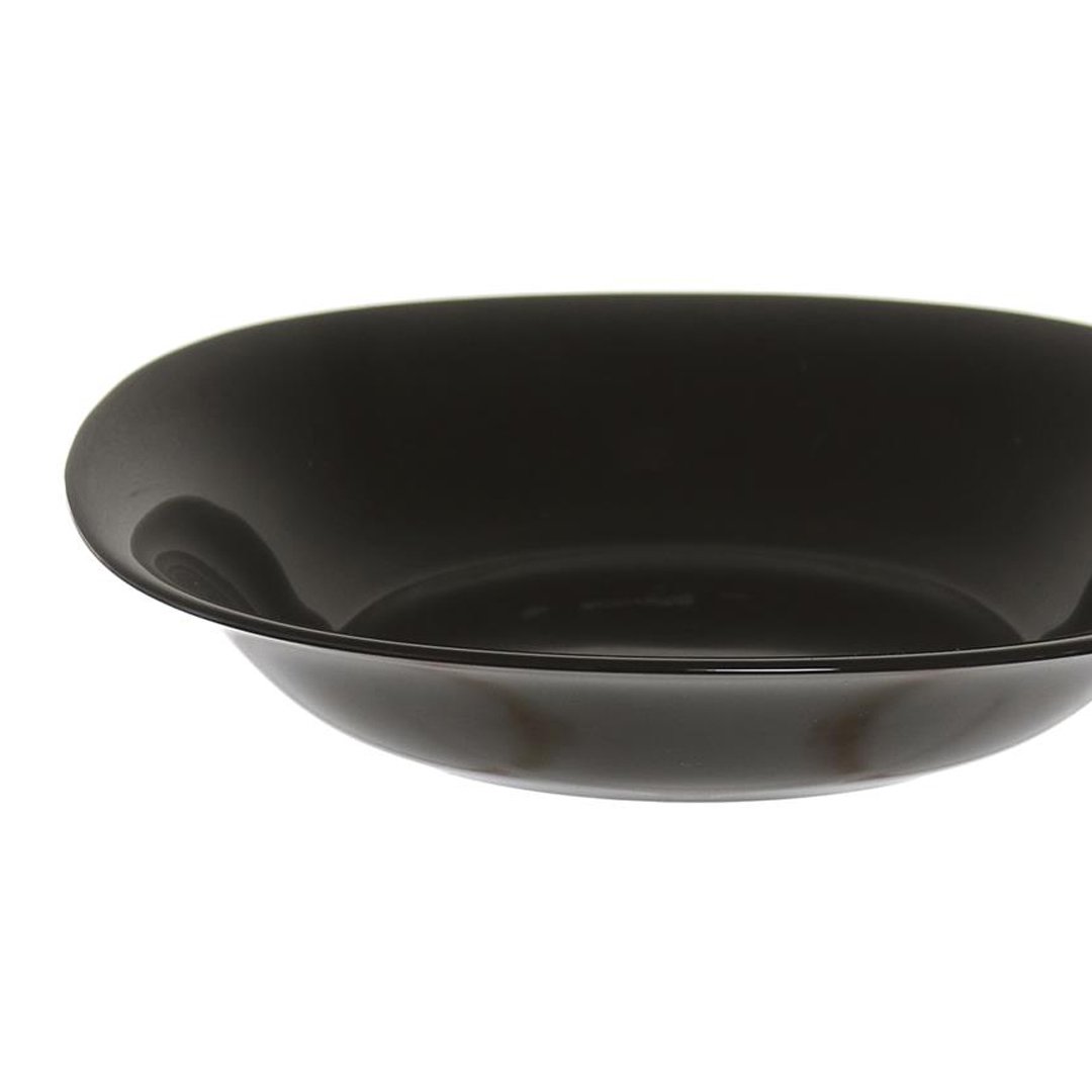 Prato de Sopa em Vidro Opal Preto