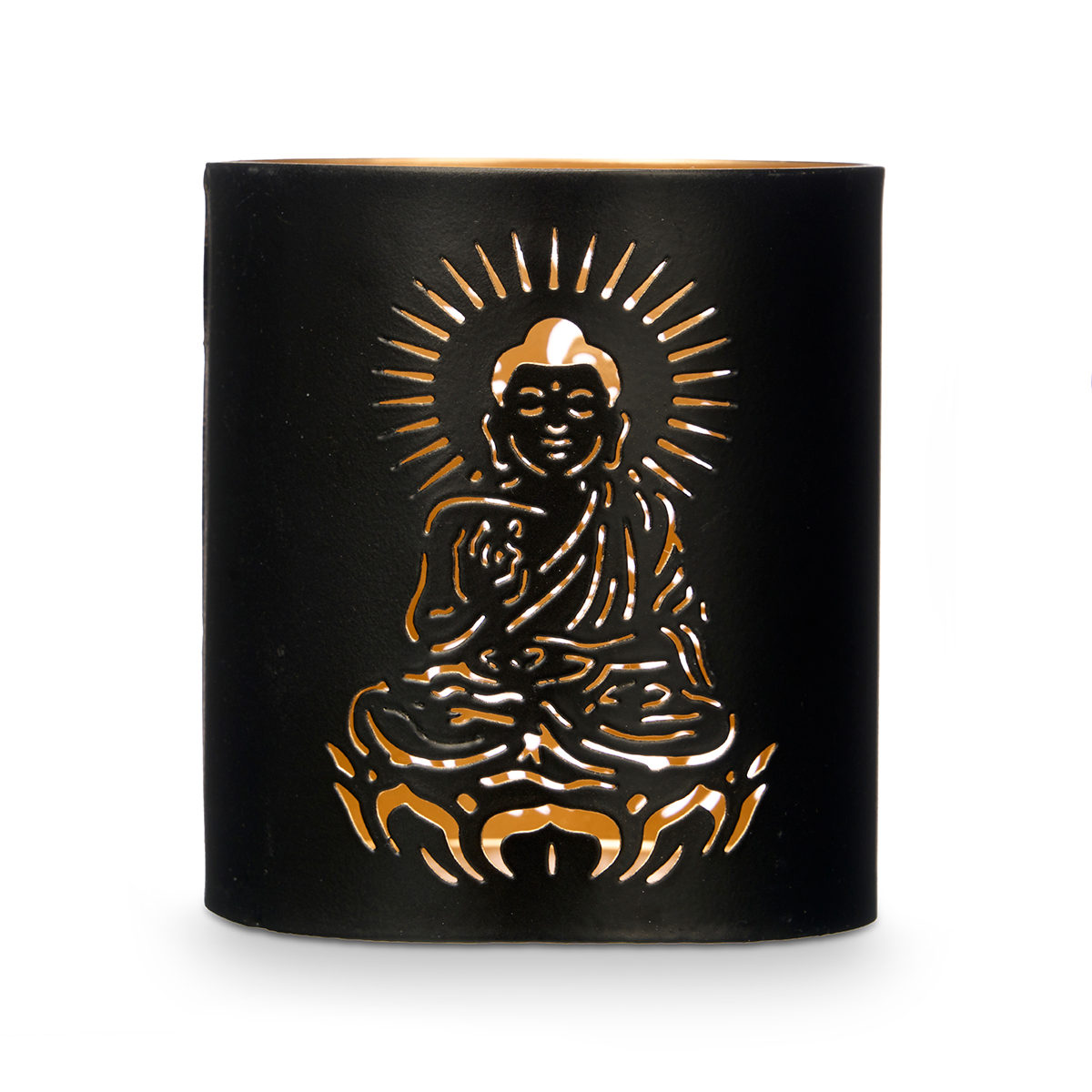 Portavelas buda negro y dorado
