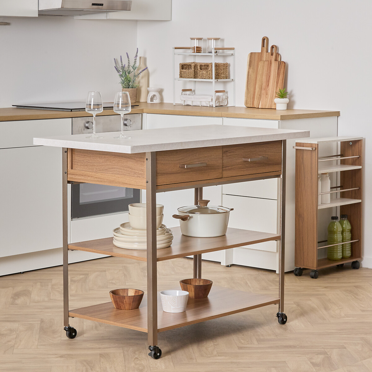 Isla de cocina COME marr&oacute;n de mdf 