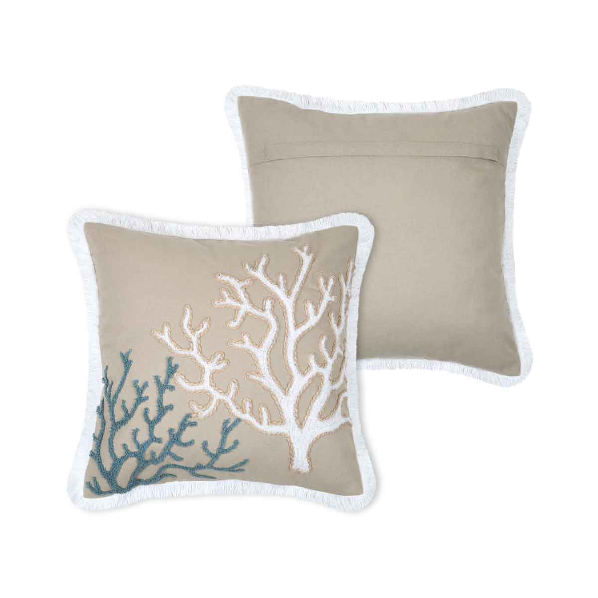 Coj&iacute;n HARBOR natural con flecos 40x40cm