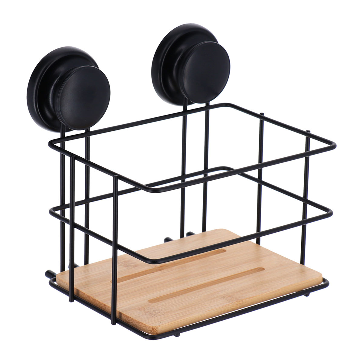 Soporte wc con ventosa negro de bamb&uacute;