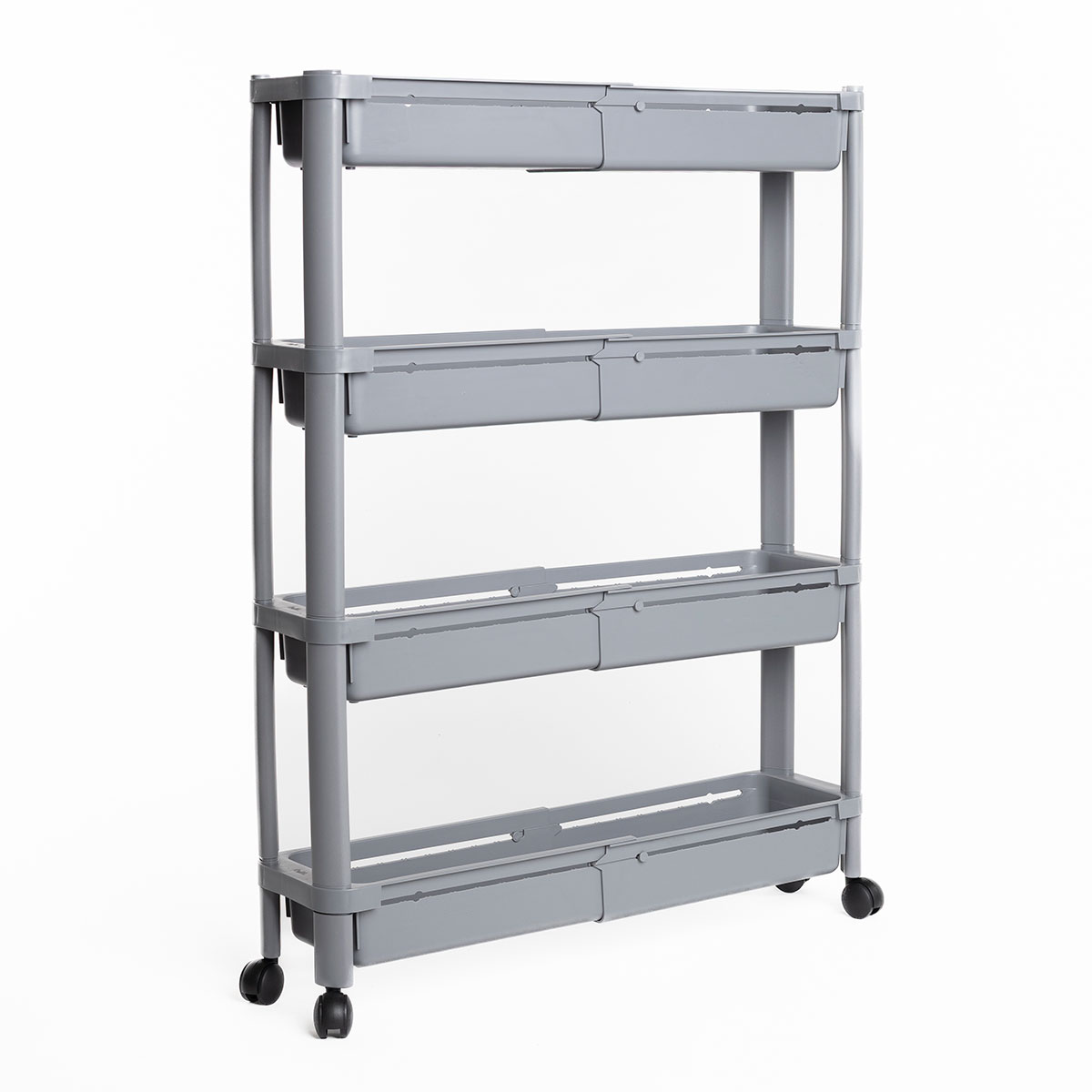 Carrito auxiliar gris extensible con 4 cestos