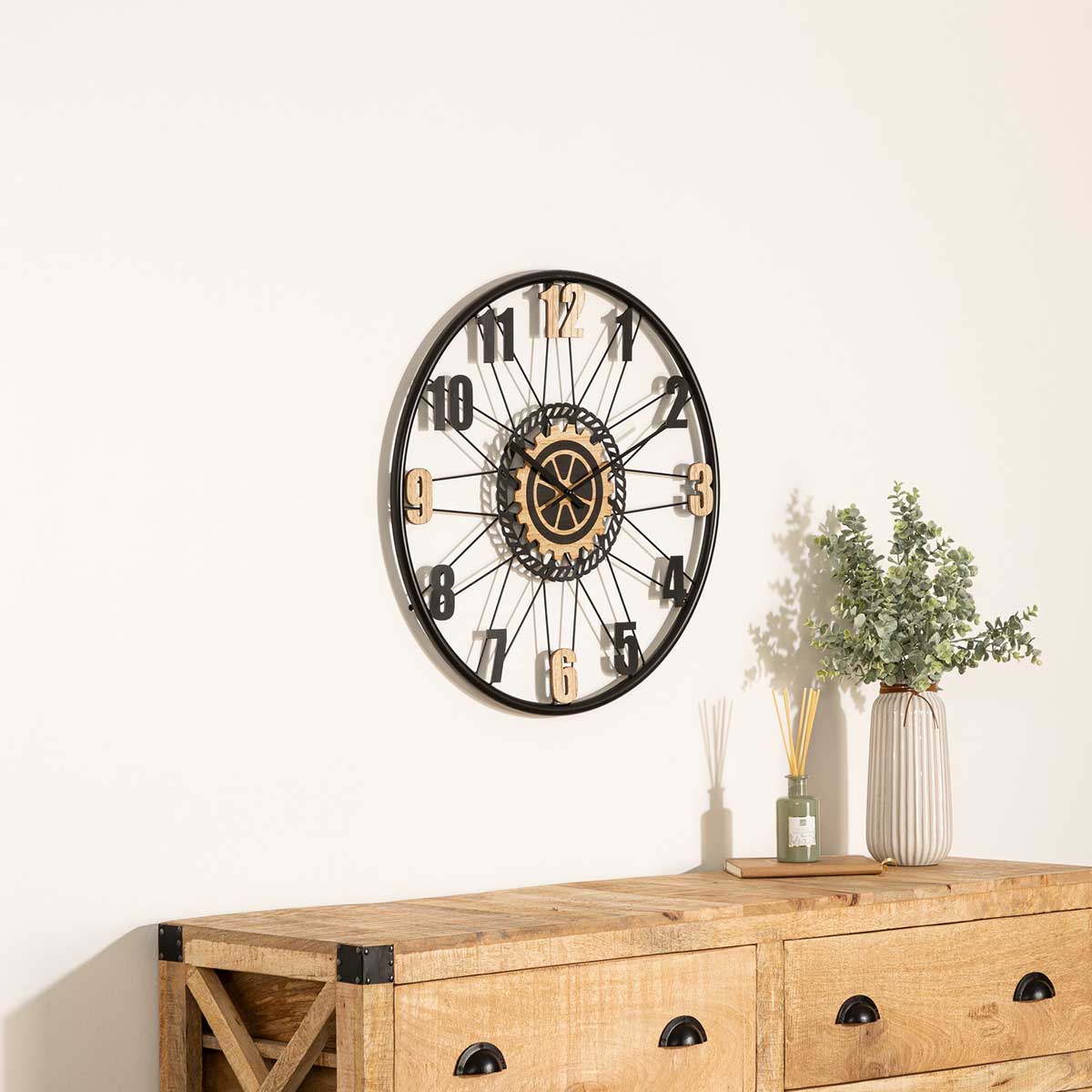 Reloj De Pared Mohan Beige y Negro