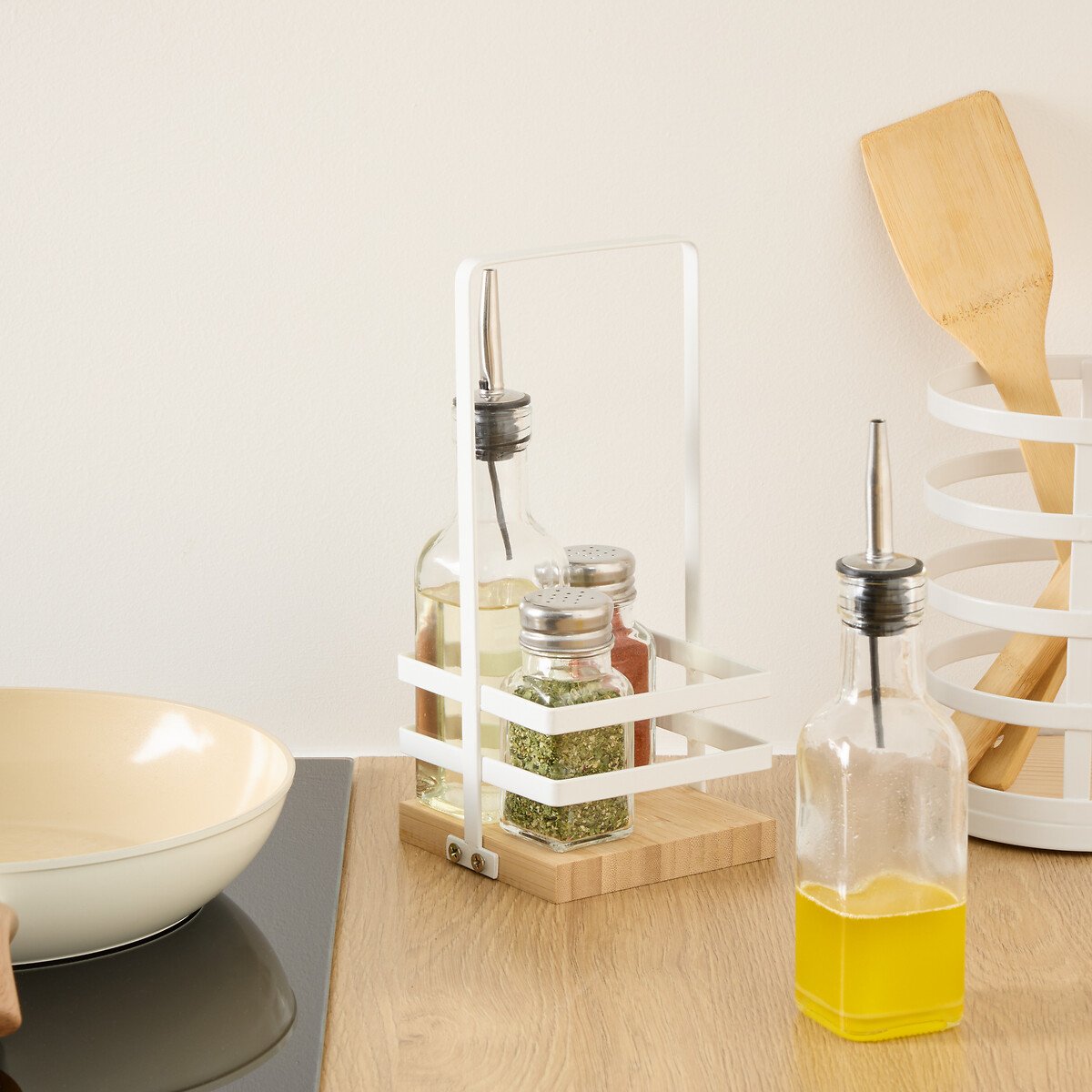 Set de 4 piezas vinagrera/aceitera de vidrio 