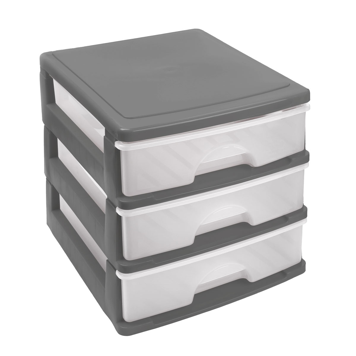 Organizador C/3 Cajones A4 Plástico Gris