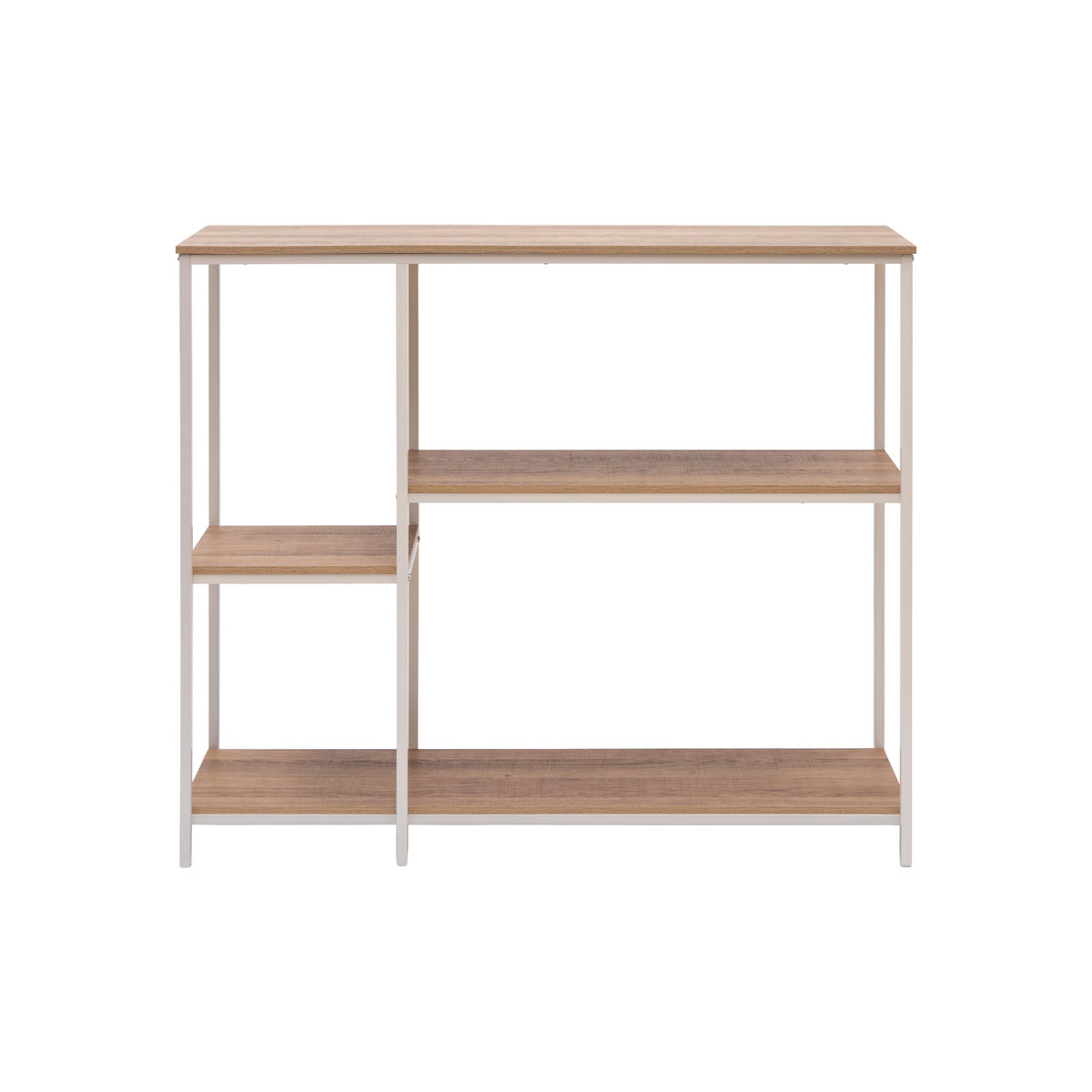 Estanter&iacute;a blanca con baldas de madera