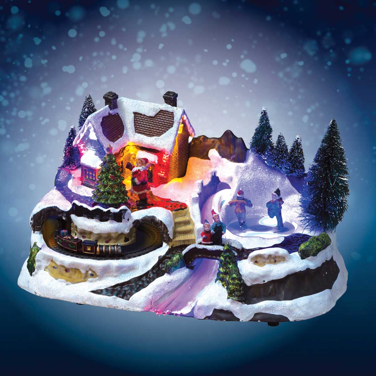 Aldeia Natalícia Luminosa Com Comboio