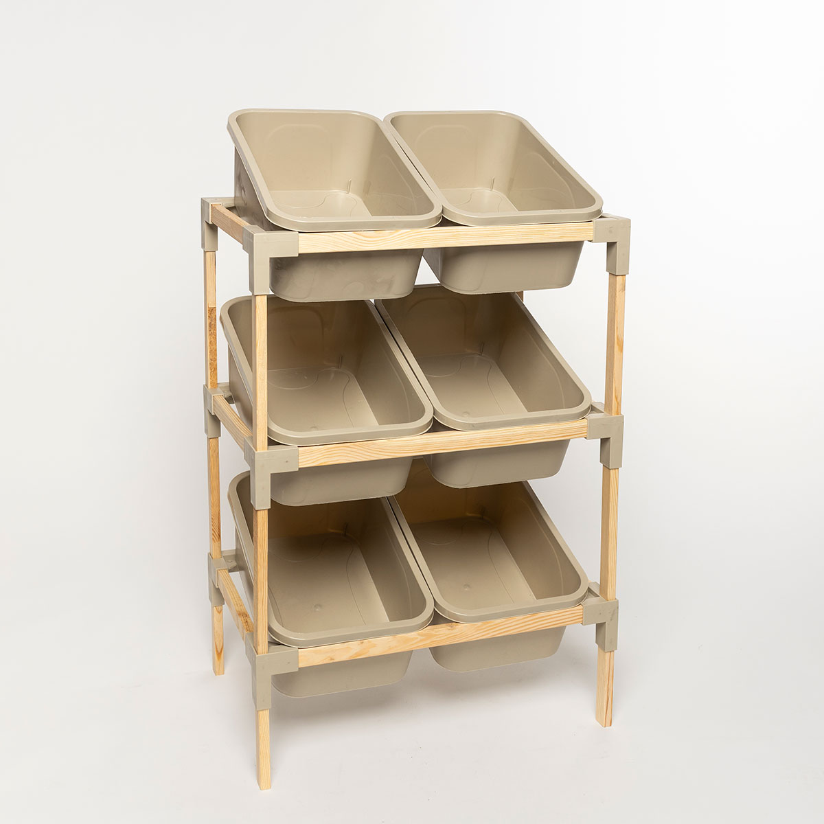 Estanter&iacute;a con 6 organizadores beige