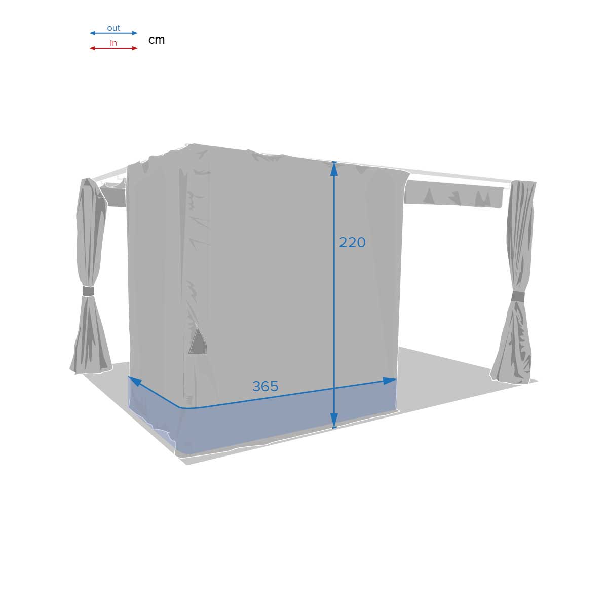 Cortinas Para Pérgola Palmera Gris 3x4M